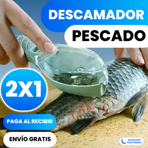 Descamador de pescado con cubierta que evita que las escamas vuelen