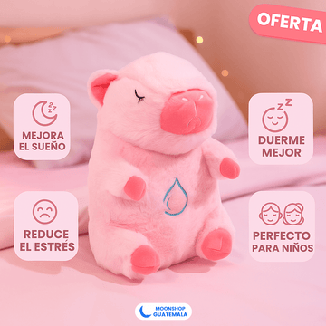 Capibara que Respira, Peluche con Luz Cálida en la Panza y Música Suave, en Café o Rosado