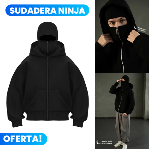 Sudadera ninja con capucha y pasamontañas integrado para invierno y moto