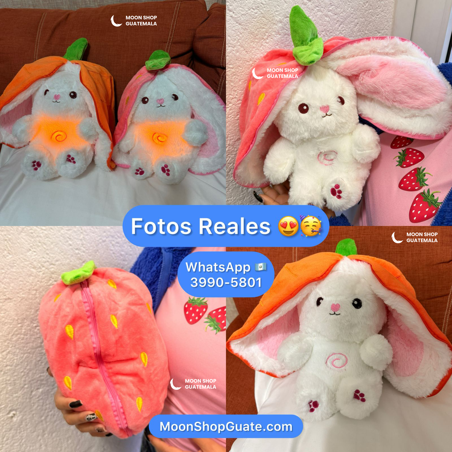 Conejito Zanahoria, Fresa que Respira 💤 Alivia la Ansiedad, Estrés y Duerme Mejor ✨