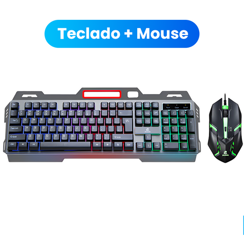 Teclado y mouse gaming Jeqang USB con iluminación RGB multicolor