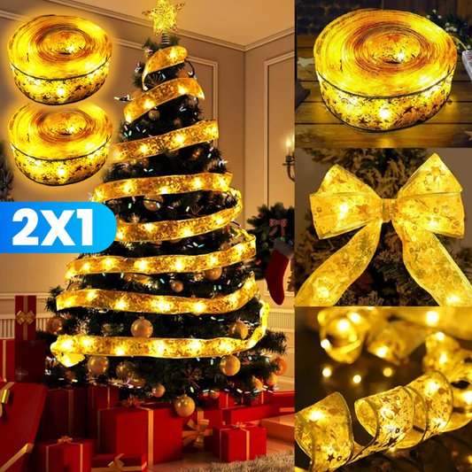 OFERTA 2x1 🎁 Listones Navideños con Luz LED 🎄 Decora, Brilla y Sorprende ✨