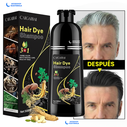 Shampoo 3 en 1 Tono Negro ✨ Nutre, Limpia y Cubre Canas 100% Natural
