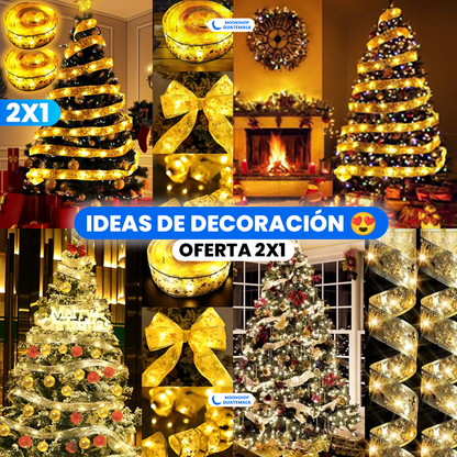 OFERTA 2x1 🎁 Listones Navideños con Luz LED 🎄 Perfectos para Árbol, Ventanas y más ✨