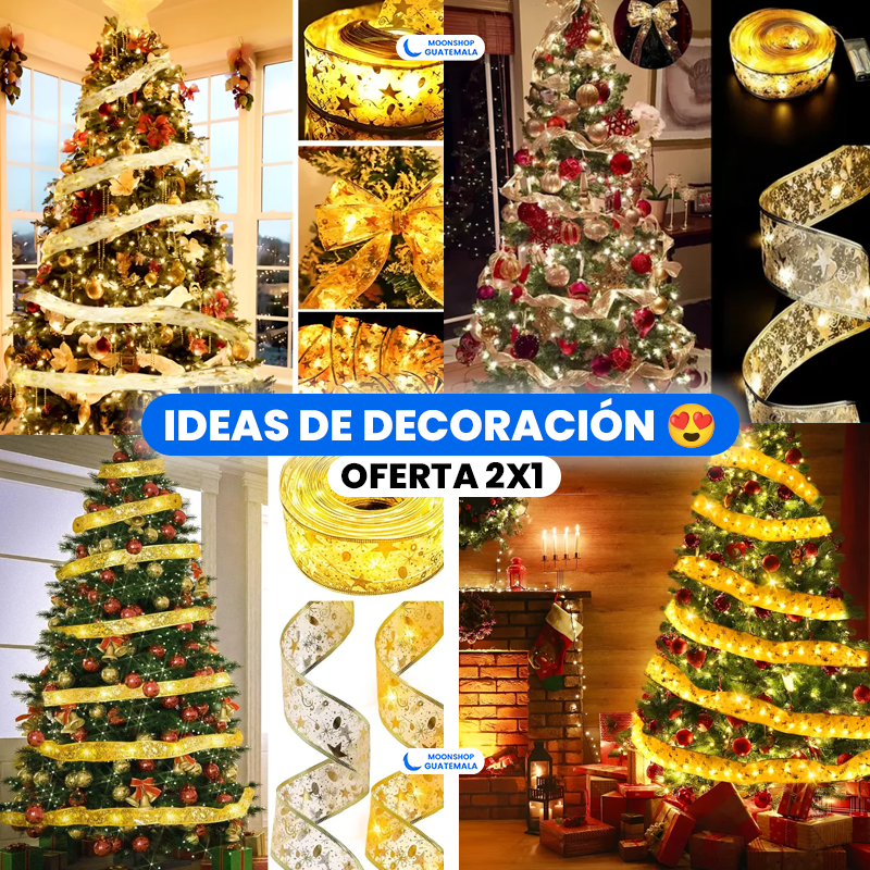 OFERTA 2x1 🎁 Listones Navideños con Luz LED 🎄 Perfectos para Árbol, Ventanas y más ✨
