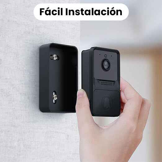 Cámara del timbre inalámbrico vigilando la entrada de tu hogar