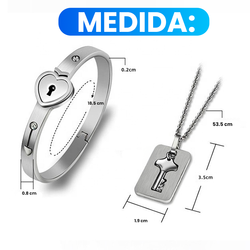 Pulsera con Candado y Collar con Llave 🔐 Regalo para Parejas ❤️
