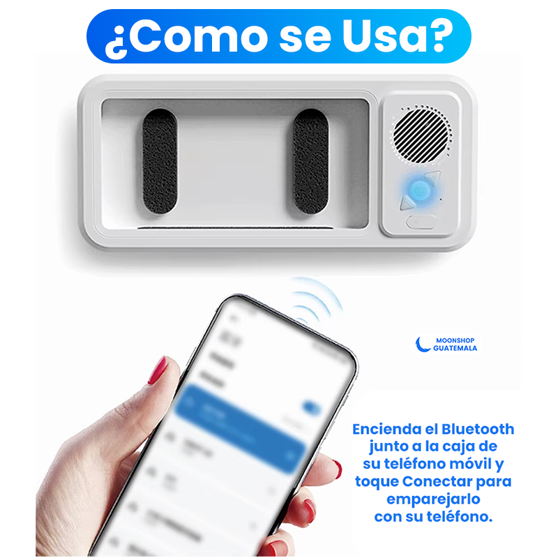 Altavoz inalámbrico impermeable para baño 🔊 Soporte Seguro para Teléfono 💦✨
