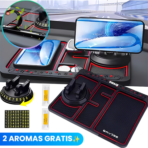 Alfombrilla antideslizante de PVC con soporte de celular y 2 aromas para carro