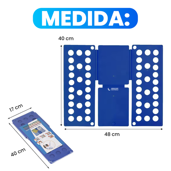 Medidas de la tabla para doblar ropa: 48 por 40 cm abierta y 40 por 17 cm cerrada