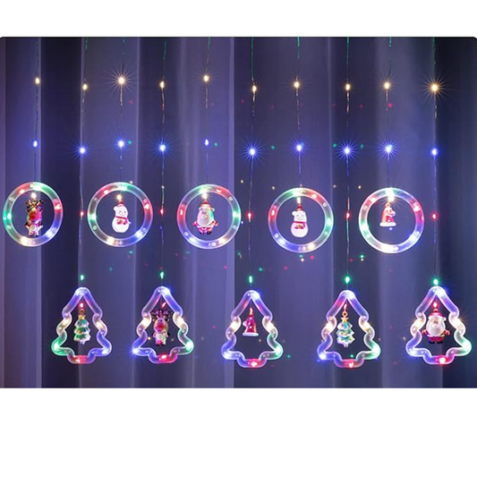 Serie Cascada Pino y Circulo con Personajes De Navidad MultiColor -  4.5 METROS
