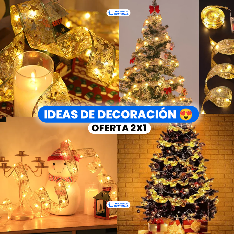 OFERTA 2x1 🎁 Listones Navideños con Luz LED 🎄 Perfectos para Árbol, Ventanas y más ✨