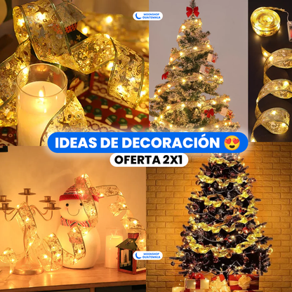 OFERTA 2x1 🎁 Listones Navideños con Luz LED 🎄 Perfectos para Árbol, Ventanas y más