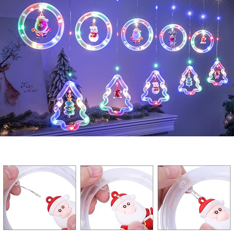 Serie Cascada Pino y Circulo con Personajes De Navidad MultiColor -  4.5 METROS