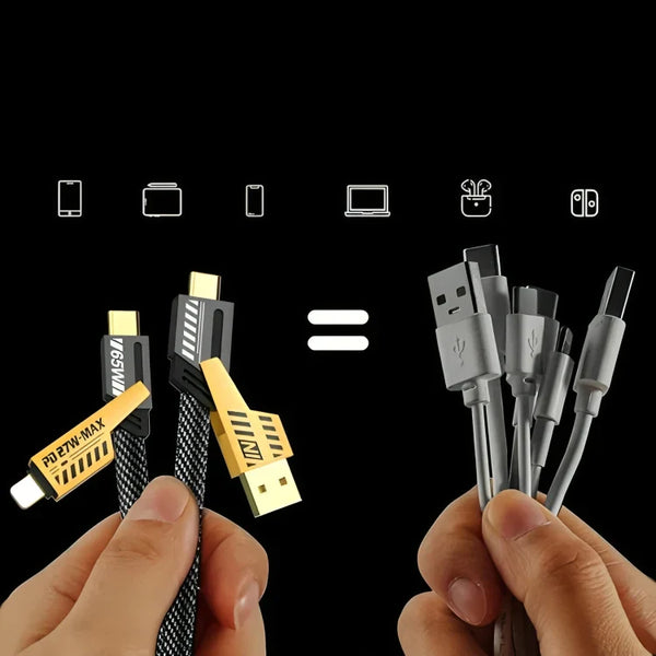 Cable de carga PD de 65W de metal con conector 4 en 1