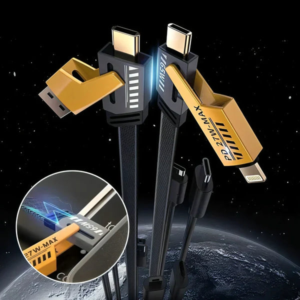 Cable de carga rápida 4 en 1 con revestimiento trenzado resistente