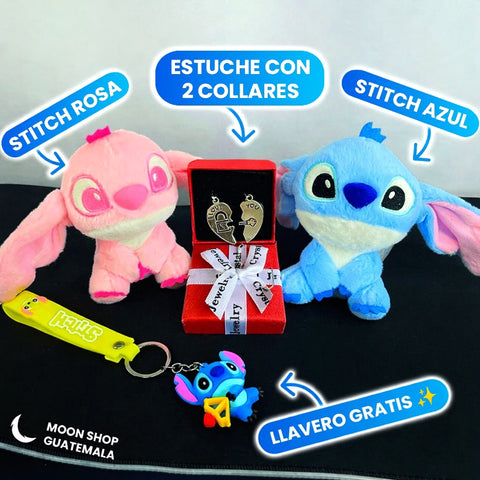 Combo para pareja con 2 collares de corazón con candado y llavero de regalo