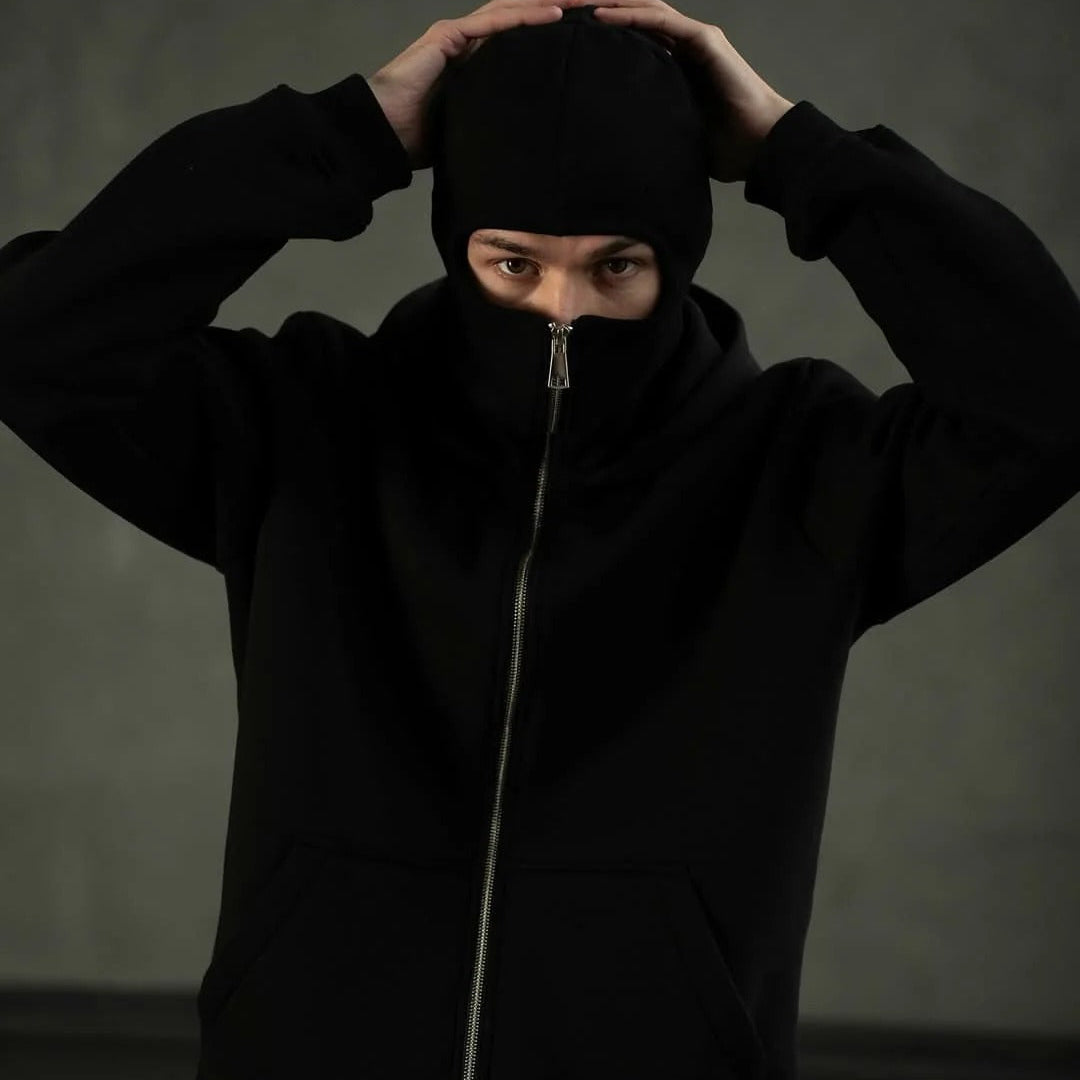 Sudadera Ninja con Capucha y Pasamontañas 🥷 Perfecto para Invierno, Moto y Aire Libre ✨