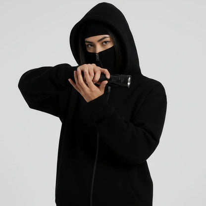Sudadera Ninja con Capucha y Pasamontañas 🥷 Perfecto para Invierno, Moto y Aire Libre ✨