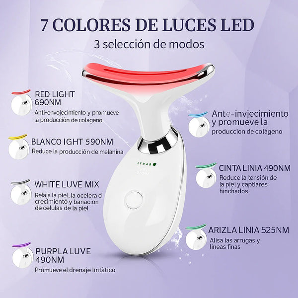 Colores de luz LED del masajeador facial 7 en 1