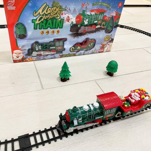 Vagones de plástico del tren navideño con luz y sonido