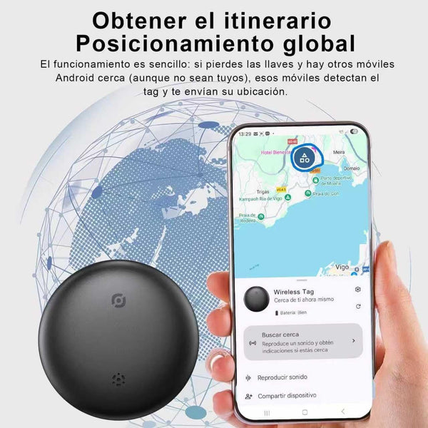 Mapa en el celular con la ubicación del localizador, que otros teléfonos cercanos ayudan a encontrar