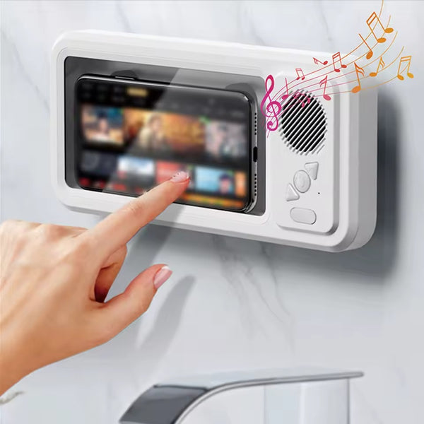 Altavoz inalámbrico impermeable para baño 🔊 Soporte Seguro para Teléfono 💦✨