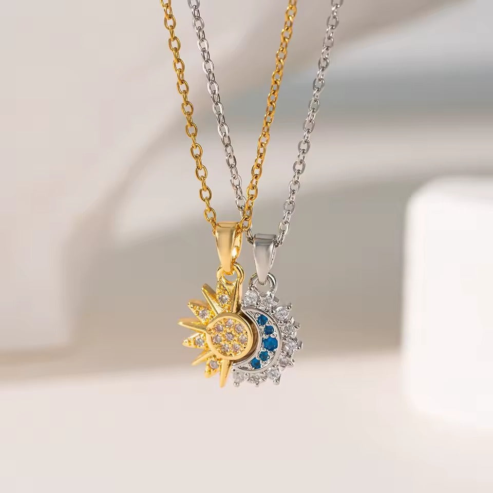 Collar ECLIPSE Sol y Luna 2 en 1 | El Regalo Perfecto para Parejas y Mejores Amigos 🌞🌙