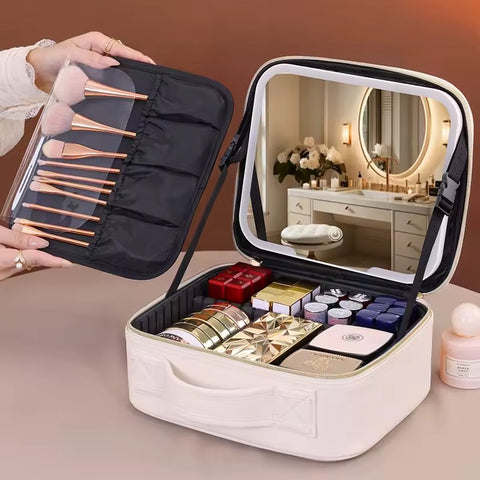 Cosmetiquera de Maquillaje con Espejo de Luz Led ✨