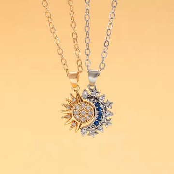 Collar Eclipse sol y luna 2 en 1 para parejas y mejores amigas