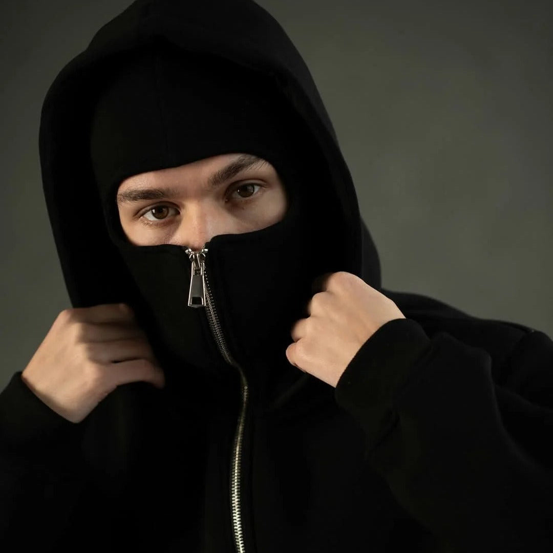 Sudadera Ninja con Capucha y Pasamontañas 🥷 Perfecto para Invierno, Moto y Aire Libre ✨