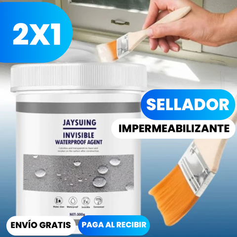 Sellador impermeabilizante invisible que crea barrera contra agua y humedad