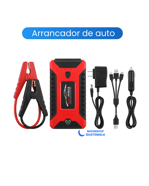 Jumper arrancador de batería para carro con power bank y linterna