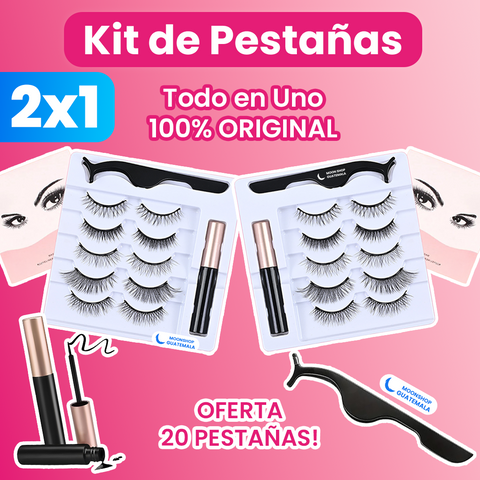 Kit de pestañas magnéticas con delineador, todo en uno para expertas y principiantes
