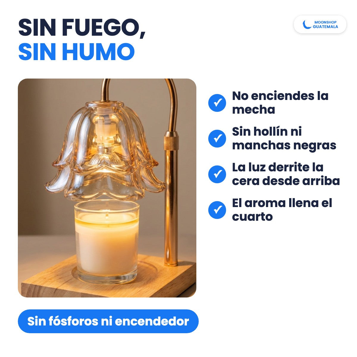 Lámpara calentadora de velas sin fuego y sin humo derritiendo una vela en frasco