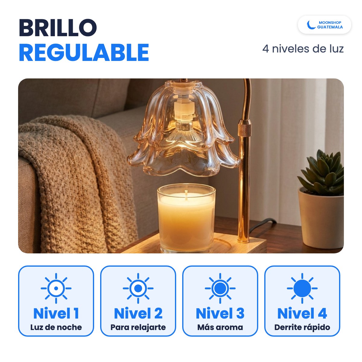 Lámpara calentadora de velas con brillo regulable en 4 niveles