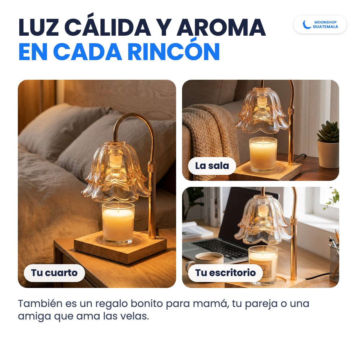 Lámpara calentadora de velas en el cuarto, la sala y el escritorio