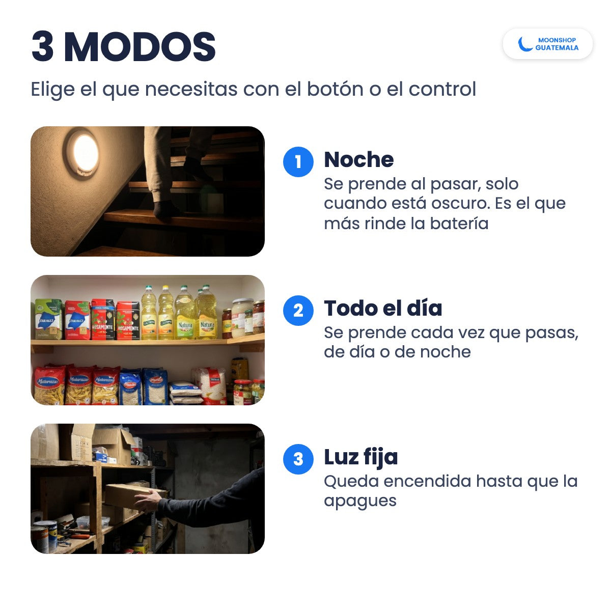Lámpara de techo LED con 3 modos: noche, todo el día y luz fija