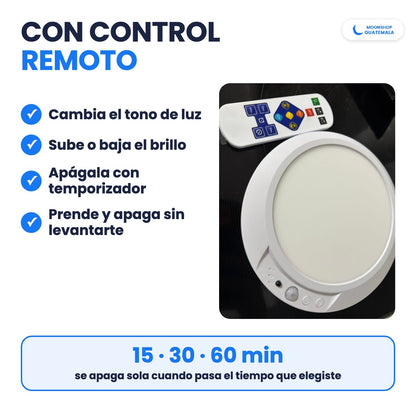 Lámpara de techo LED con control remoto: tono, brillo y temporizador de 15, 30 y 60 minutos