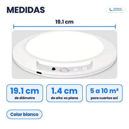 Medidas de la lámpara de techo LED: 19.1 cm de diámetro y 1.4 cm de alto