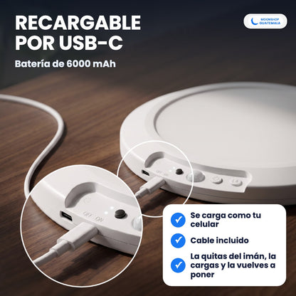 Lámpara de techo recargable por USB-C con batería de 6000 mAh