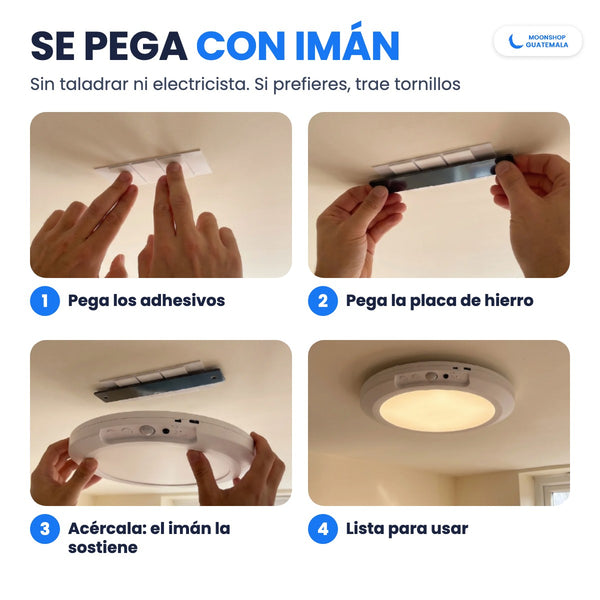 Lámpara de techo que se pega con imán en 4 pasos, sin taladrar
