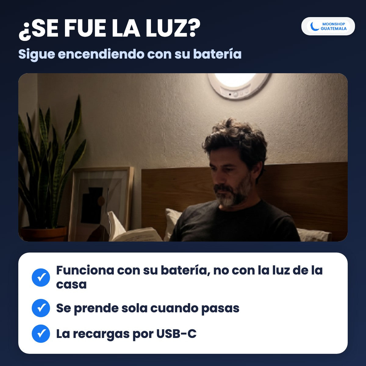Lámpara de techo que sigue encendiendo con su batería cuando se va la luz