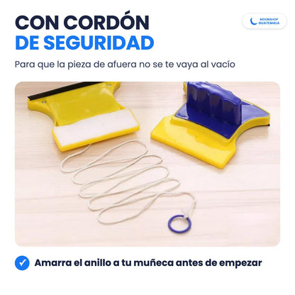 Cordón de seguridad con anillo del limpiavidrios magnético, para que la pieza de afuera no se caiga