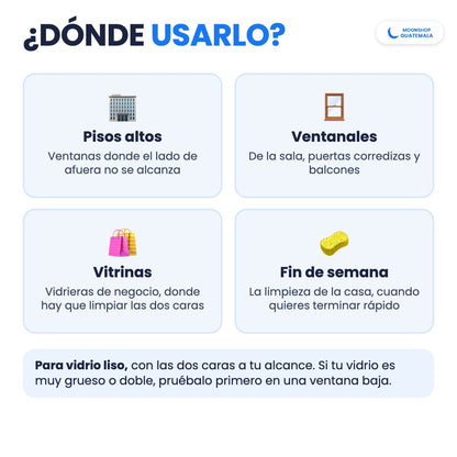 Dónde usar el limpiavidrios magnético: ventanas de pisos altos, ventanales, vitrinas y la limpieza del fin de semana