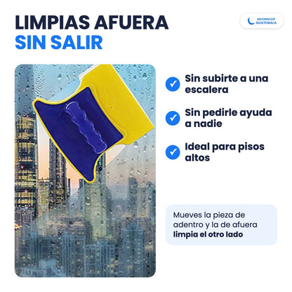 Limpiavidrios magnético en la ventana: limpias el lado de afuera sin salir ni subirte a una escalera