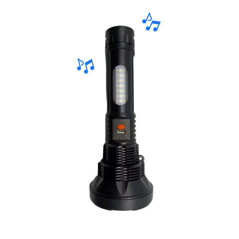 Linterna recargable con Bluetooth para escuchar música mientras iluminas tu camino