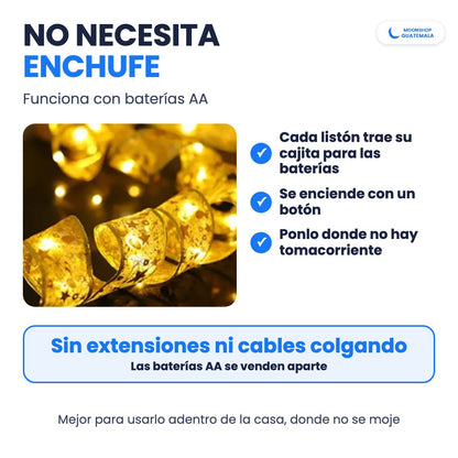 Listón con luces LED que funciona con baterías AA y no necesita enchufe: cada listón trae su cajita para baterías con botón de encendido