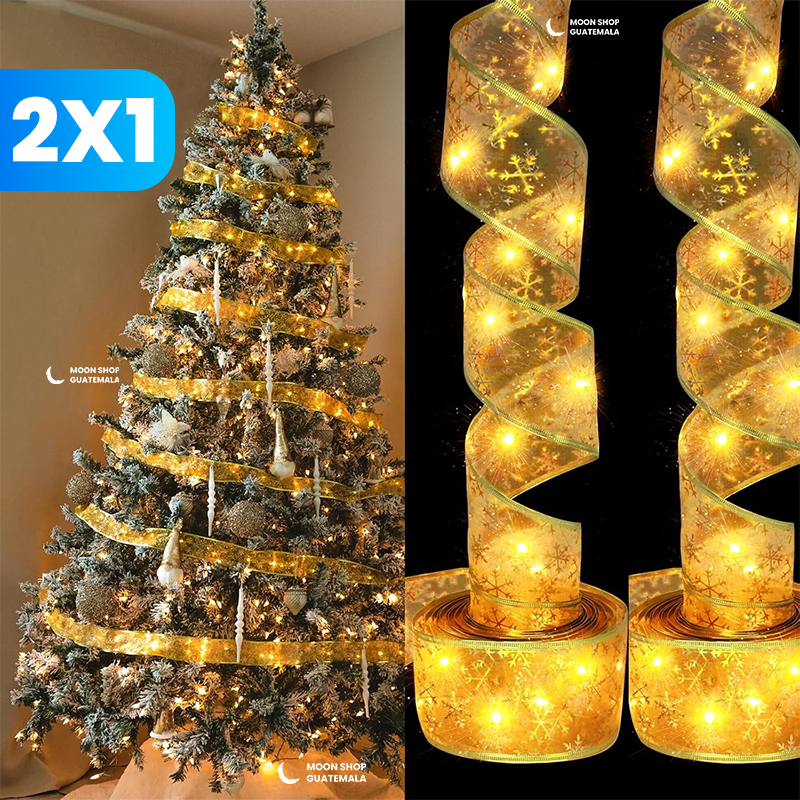 OFERTA 2x1 🎁 Listones Navideños con Luz LED 🎄 Perfectos para Árbol, Ventanas y más ✨