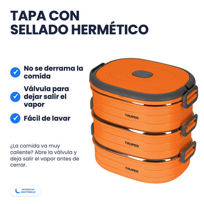 Tapa con sellado hermético y válvula para dejar salir el vapor